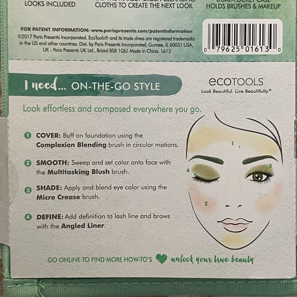 NEW! EcoTools On-the-go Style Kit 4 lightweight Makeup Brushes, Case & How-to - Picture 7 of 7